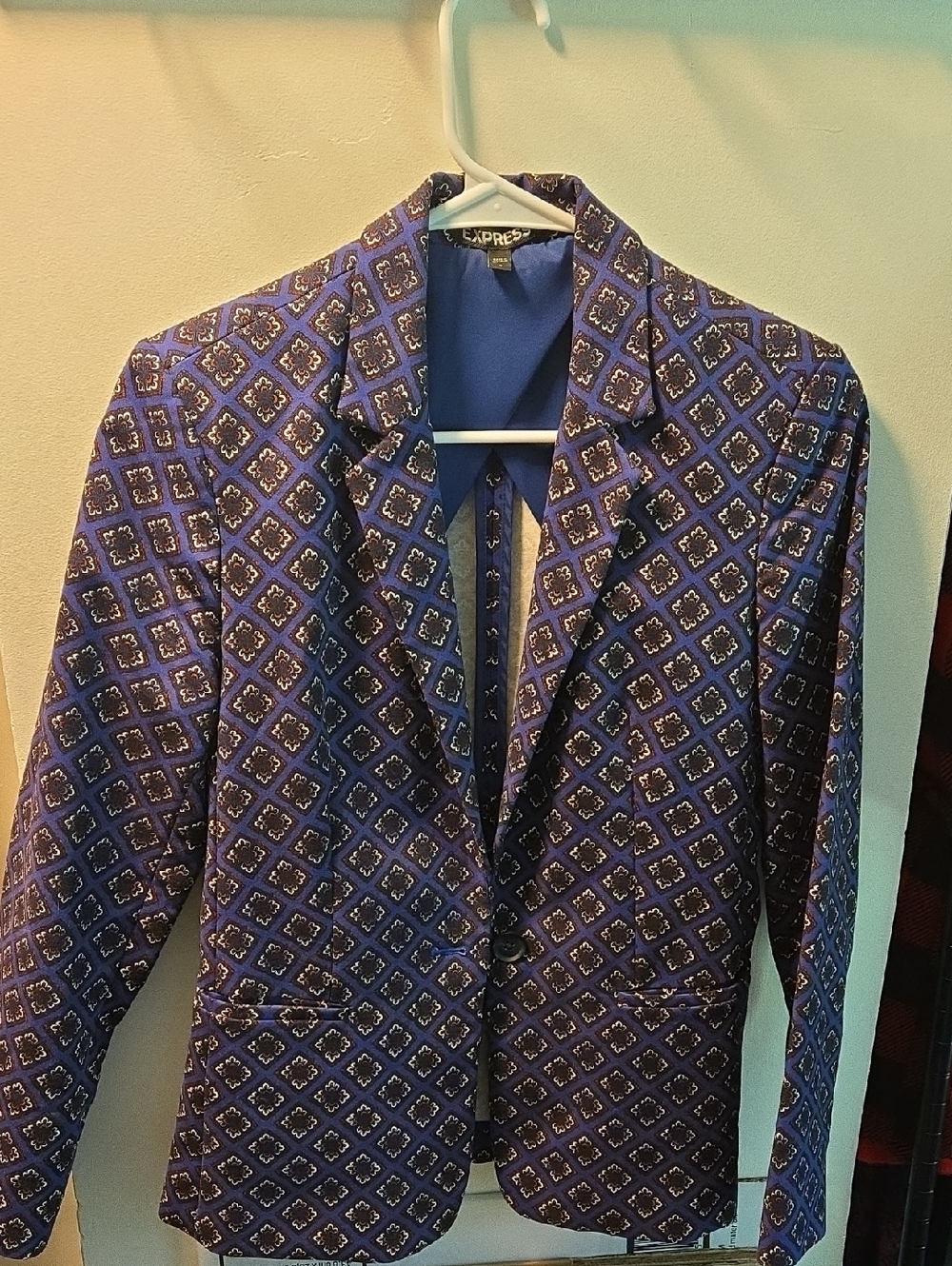 Express Woman's Blue Patterned Blazer